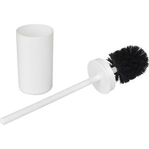 Toilet Brush and Holder Set, Slim Plastic Bathroom Cleaning Tool with Canister, White