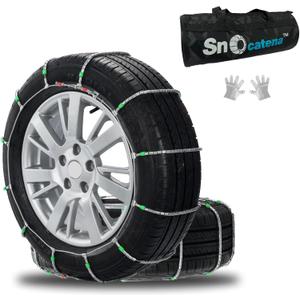 SNOCATENA Snow Chains for Car and SUV,Cable Tire Chain,Compatible with Tire Width 195 205 215 225 235 235 MM - Set of 2 (SP1034)