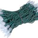 Novelty Lights 100 Light C6 LED Christmas Mini Light Set, Commercial Grade Outdoor String Lights, Pure White, Green Wire, 50 Feet
