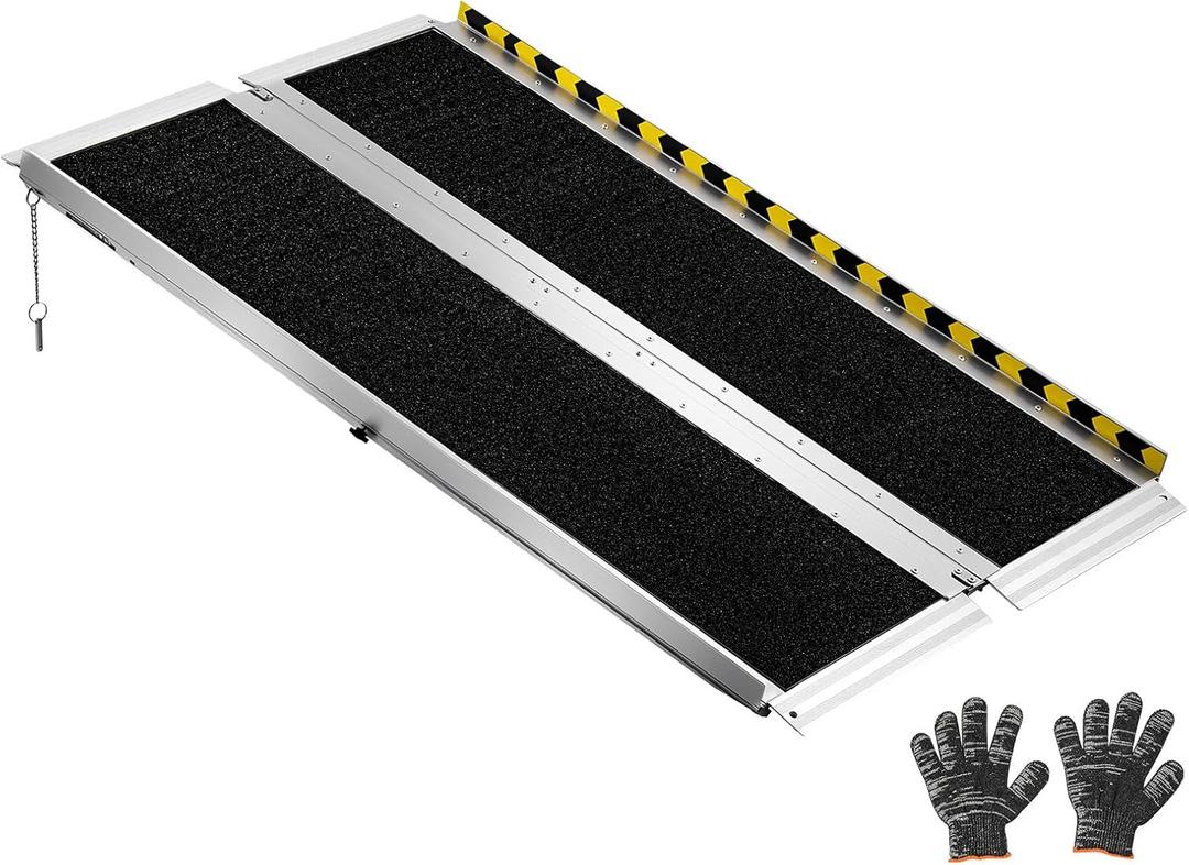 VEVOR 4FT Portable Wheelchair Ramp, Smooth Door Access No Blocking Design, 800 LBS Heavy Duty Non-Slip Threshold Ramp for Home Steps, Stairs, Doorways, Scooter, Curbs