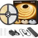 NOVOSTELLA 20ft Tunable White LED Strip Light Kit Dimmable 3000K-6500K 24V Tape Light with RF Remote Flexible Rope LED Ribbon for Bedroom Home Lighting Mirror Kitchen Bar Cabinet Daylight Warm White (20ft (Non-waterproof))