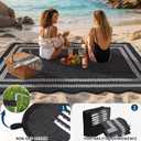 Garvee Waterproof Outdoor Rug 9x12, Scalloped Geometric Foldable Plastic Straw Patio Camping Rug, Outdoor RV Carpet for Deck Camper Porch Balcony Backyard Picnic Beach Black and White