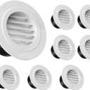 HG Power Soffit Vents 4 Inch - 8 Pack White ABS Louvered Round Exhaust Vent with Built-in Screen Mesh - for Exhaust Fan, Dryer Vent, HVAC Ducting, Bathroom, Kitchen, Garage & Attic Ventilation