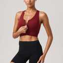 Racerback Padded Sports Bra for Women - Medium Support Zipper Front Workout Bra (L)