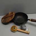 WANGYUANJI 8 Inch Hammered Iron Stir Fry Pan for 12 Servings, Removable Beechwood Handle, Traditional Small Wok for Searing, Sauting, Stir-Frying  Non-Coated, Stovetop Compatible