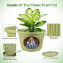 Large-Planters-for-Outdoor-Plant，Plastic Indoor Flower Pots with Drainage Holes & Saucer, 2 Packs Decorative Garden Pots for Plantfor Home Porch Decor, 2 pack