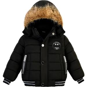AMIYAN Toddler Boys Down Jacket Fur Collar Hood Thick Warm Winter Snowsuit Coat Parka (5-6 Years, Black)