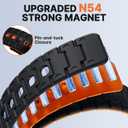 Bandletic Compatible with Garmin Fenix 8 51mm 7X 6X 5X Watch Band - 26mm Quick Fit Magnetic Silicone Strap for Fenix 7X 6X Pro/5X Plus/3/3 HR/Instinct 2X Solar 3 50mm /Enduro/Quatix/Tactix/Epix Pro 2 (Black/Orange)