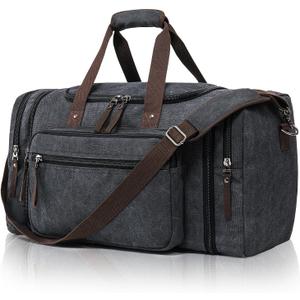 Canvas Duffle Bag for Travel 45L Duffel Overnight Weekender Bag (47L, Dark Grey)