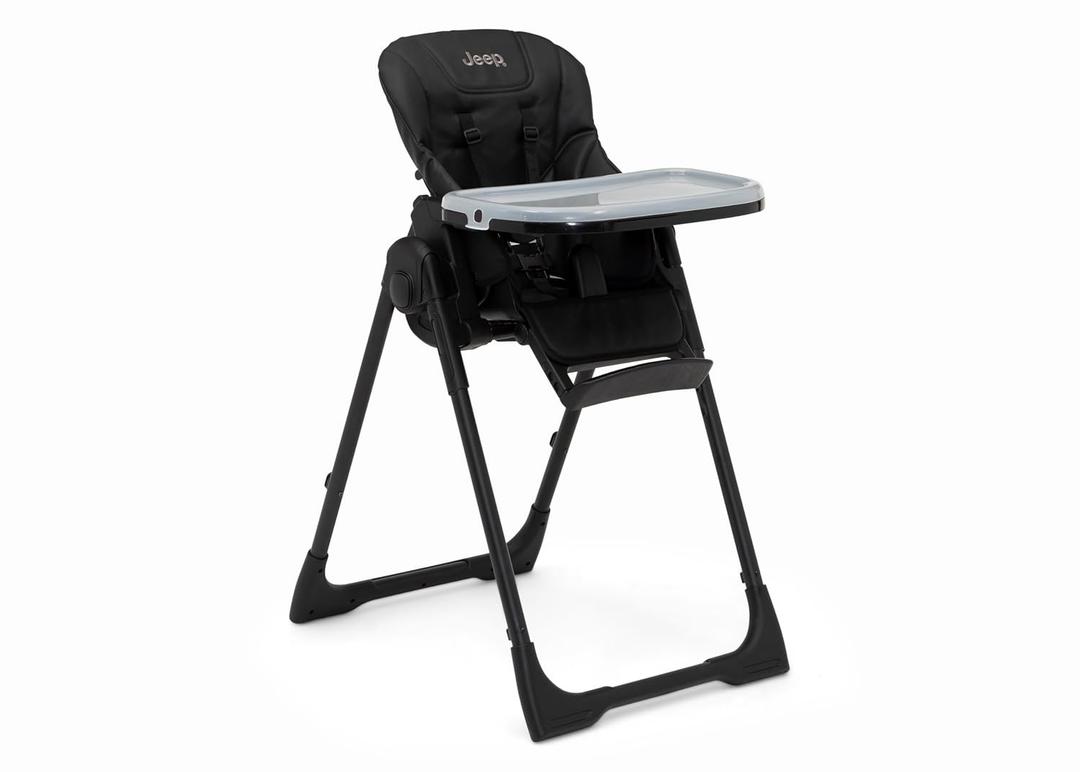 Jeep by Delta Children Classic Convertible 2-in-1 High Chair for Babies and Toddlers with Adjustable Height, Recline & Footrest - Dishwasher Safe Meal Tray, Black