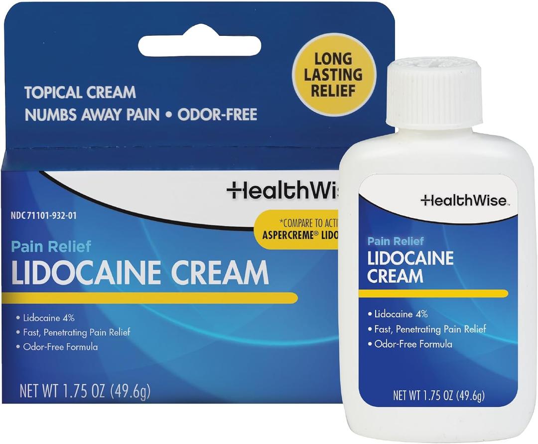 5 x HealthWise Maximum Strength Lidocaine Cream | Numbs Away Pain | Long-Lasting Relief | Non-Greasy | 1.75 Oz