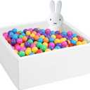 Square Foam Ball Pit for Toddler,35"x35"x12" Soft Ball Pit Pool with Removable Cover, Indoor Memory Sponge Ball Playpen Without Balls - White