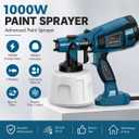 1000W High Power Paint Sprayer - HVLP Electric Spray Paint Gun with 4 Copper Nozzles & 3 Patterns, Large Capacity Power Painter for Furniture, Cabinets, Fence & House Painting (Blue)