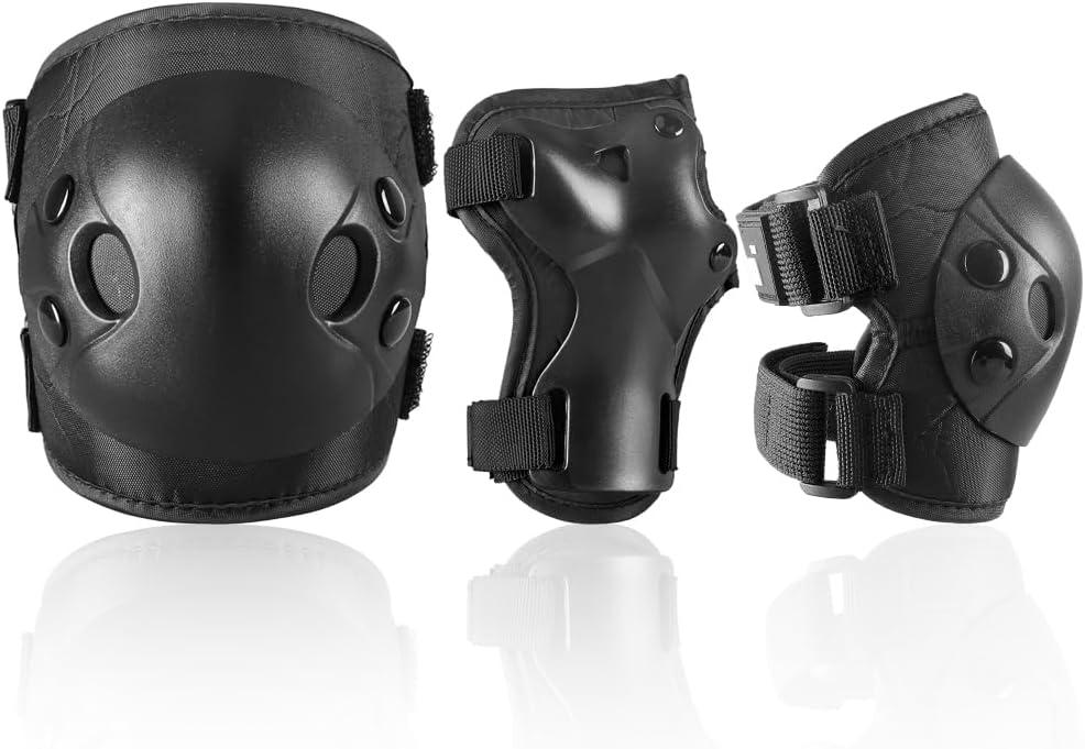 JBM Kids and Youth Knee Pads Elbow Pads Wrist Guards Child Protective Gear Set for Roller Skating, Skateboarding, BMX Biking, Cycling, Inline Skating, Scooter Riding Sports (Small, Black)