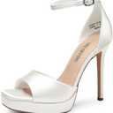 DREAM PAIRS Women's Stiletto High Heels Platform Ankle Strap Square Open Toe Dress Sexy Sandals 8.5