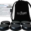 Maxdee Massage Stones Essential Hot Stones for Massage, 5 Medium Hot Stones Massage Kit Hot Rocks Massage Stones for Professional or Home Spa, Foot Heater, Relaxing, Healing, Pain Relief, 2.4" (Black)