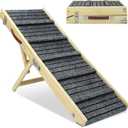 Large Dog Ramp, 47.2" Long and 15.8" Wide Wooden Folding Portable Pet Ramp, Adjustable from 11.8" to 29.5" with Non-Slip Traction Mat, Dog Ramps for Car, Bed, Couch, Rated for 150 LBS (47.2"-Grey)