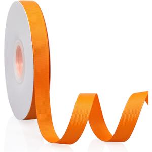 Orange 5/8" X 50 Yards Solid Color Double Faced Grosgrain Ribbon for Gifts Wrapping, Wedding, Party, Crafts, Hair Bows, Flowers, Home DIY Decor