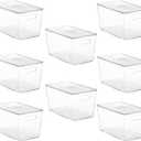 Vtopmart 8 Pack Clear Stackable Storage Bins with Lids,XLarge Plastic Containers with Handle for Pantry Organizer and Storage,Perfect for Kitchen,Fridge,Cabinet, Closet,Bathroom Organization