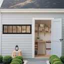 Shed Windows 2 Pack, Transom Windows 10" x 35" with Tempered Glass, Garage Doors Window for Shed, Chicken Coop, Playhouse, Household (Black)