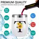 Zopeal Funny Personalized Coffee Mug Cup with Initials, Monogrammed Gift for Women Mom Teacher Birthday Christmas Wedding, 12 oz Stainless Steel Wine Tumbler with Brush Straw Gift Box(T)