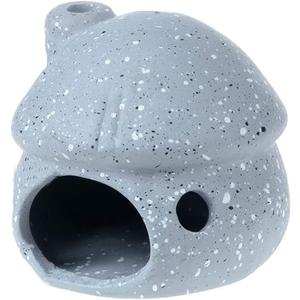 2 x YXQ Aquarium Decorations Ceramic Mushroom House for Fish Tank Landscape to Small Shrimp/Goldfishes Hiding Rest and Breed (Grey) (Gray)