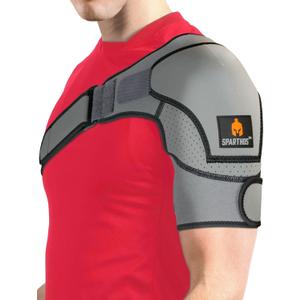 Sparthos Shoulder Brace - Adjustable Support Sleeve for Torn Rotator Cuff, AC Joint Relief, Shoulder Stability & Compression - Fits Bicep 10-14 in, Left or Right, Men & Women - Measure Before Purchase
