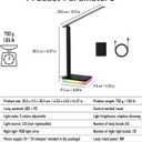 LED Desk Lamp with RGB Atmosphere Light, 5W USB Output, 5 Color Temp, Slide Steplessly Adjust Brightness, Touch Control, Foldable Table Light with Adapter (Black)
