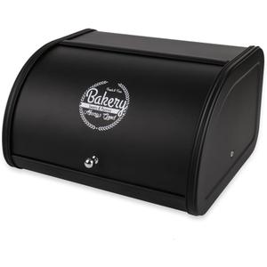 Home by Jackie Inc X458 Black Metal Bread Box/Bin/kitchen Storage Containers with Roll Top Lid (Black)