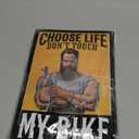 LANOLU Vintage Tin Sign - CHOOSE LIFE don't touch MY BIKE - Biker Rules, Motorcycle Wall Decor, Vintage Metal Art, motorcycle metal sign for garage - embossed 12x8", Set of 3