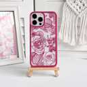 NITITOP Compatible with iPhone 13 Pro Case Clear Cute Rose Flower Floral Leaves Pattern for Women Girls Color Frame Slim Durable Shockproof Protective Phone Cover - Rose Red