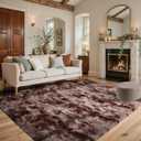 4x6 Ft Shag Brown Area Rug for Bedroom Living Room, Tie-Dyed Ultra Soft Fluffy Furry Rugs for Indoor Floor, Aesthetic Carpet for Kids Home Decor (Coffee)