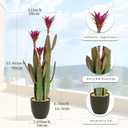 3ft Tall Artificial Cactus with Magenta Flower in Pot, Fake Cacti Plant of Satin Finish Leaves with Real Look, Outdoor & Indoor Faux Plants for Home Office Hotel Patio Balcony or Garden Decor