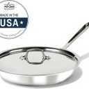All-Clad D3 Stainless Steel 10 inch Frying Pan Covered- Made in the USA- The Original Bonded Professional Cookware- Oven Safe & Induction Compatible