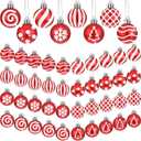 BBTO 40 Pcs Christmas Red and White Ball Ornaments Hanging Mini Glittering Balls Bulbs Balls Miniature Christmas Tree Ornaments for Xmas Tree Decor(1.18 Inches,Warm Style)