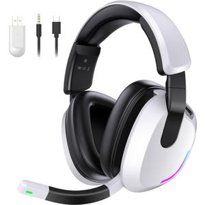 YPBDAN Wireless Gaming Headset for PS5 PS4 PC Switch Mac - RGB Over-Ear Headphones with Noise Cancelling Mic, 60H Playtime, 7.1 Surround Sound, Bluetooth 5.4 & Memory Foam Ear Cushions