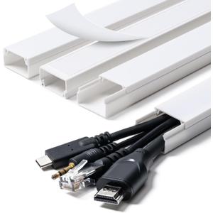 58in Cord Hider, Cable Hider, Cord Covers for Wires on Wall, Paintable Cable Cover Raceway, Wire Hiders for TV on Wall, Cord Concealer, Cord Cable Management, 4X L14.5 W0.96 H0.58in, White