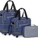 biaggi Zipsak Boost! Foldable Underseat Carry-On Expands to Full Size Carry-On - Custom Sized Packing Cube Included -(Navy Blue)