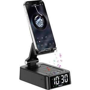 Gifts for Men and Women, Phone Stand with Bluetooth Speaker and 360 Rotable Angle Adjustable Phone Holder for Desk with HD Subwoofer Sound Fits Phones,Tablet, Birthday Gifts for Boys/Girls (Black)