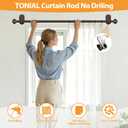 TONIAL Curtain Rods No Drilling 32 to 58 inches, 5/8 Inch Adjustable Curtain Rods for Windows from 40 to 53 Inches, Renter Friendly Drapery Rod with Adhesive Brackets for Kitchen Apartment, Bronze