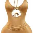 Milumia Women's Metallic Cut Out Halter Mini Dress Sleeveless Backless Party Bodycon Short Dresses,  Gold, Small