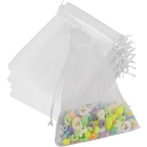 Organza Bags, Organza Bags 5 x 7 Inch, 50 Pcs White Sheer Party Favor Mesh Bag with Drawstring, Small Jewelry Gift Candy Bag for Wedding Christmas Birthday Halloween Graduation Party Favors Supplies 1 count (Pack of 50)