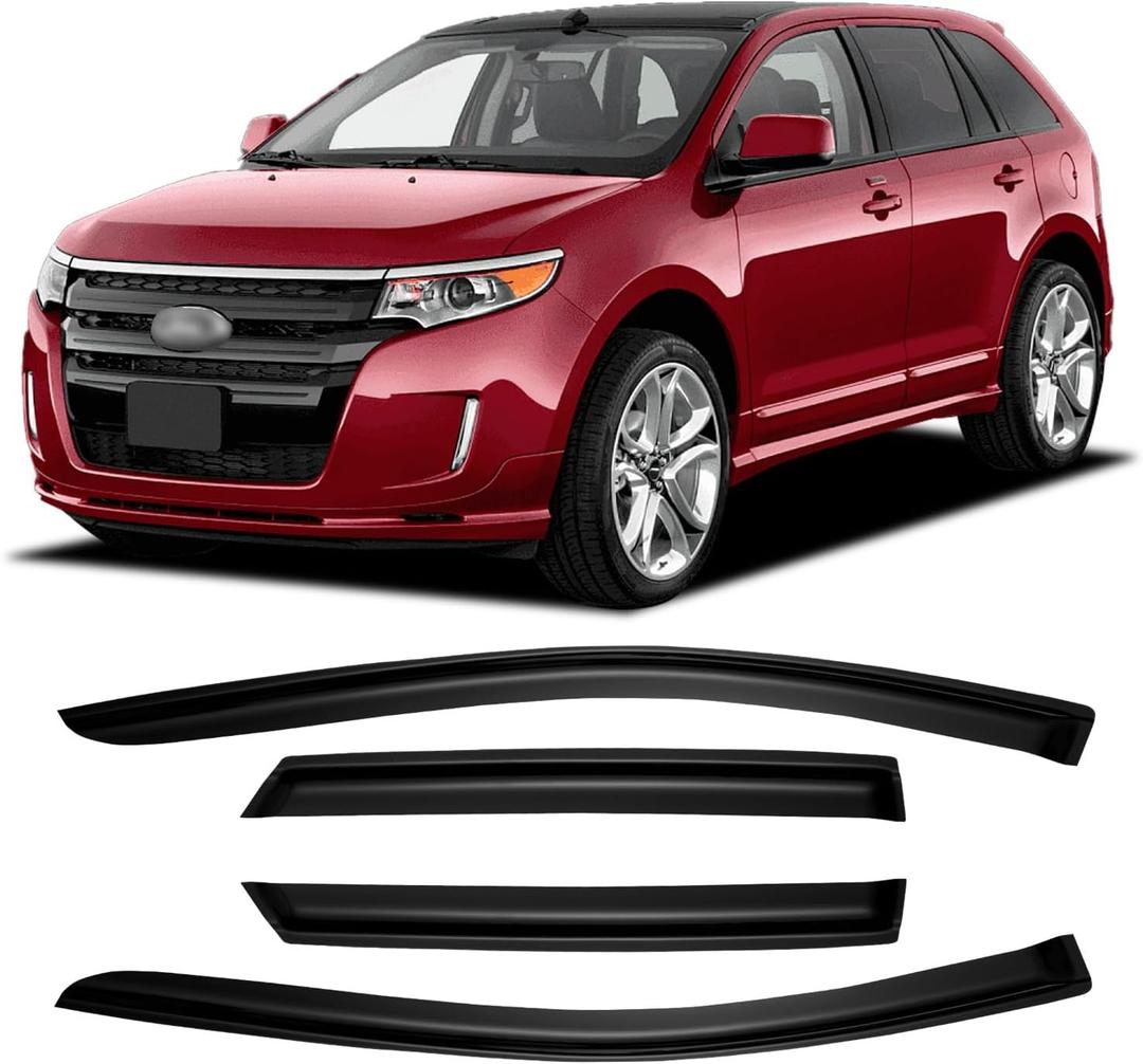 Window Rain Guards for 2007-2014 Ford Edge & 2007-2015 Lincoln MKX, Window Visor Guard Vent Wind Shade Deflector Rain Shield Protector Sun Visor 2008 2009 2010 2012 2013,Outside-Mount, 4 Pieces (For 07-14 Edge & 07-15 Lincoln MKX)