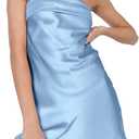 HYPERFIRE Women's Elegant Strapless Tube Cut Out Back Mini Dress Summer Cocktail Dresses, Medium, Sky Blue