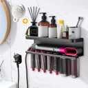 Airwrap Storage Holder Compatible with Dyson Airwrap Curling Iron Wall Mounted Storage Rack Holder for Home Organizer (with Comb) Black