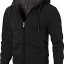 ZITY Men's Zip Up Hoodie Heavyweight Winter Sweatshirt Fleece Sherpa Lined Warm Jacket (Large, Black)