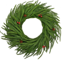 Hollyone 16" Real Touch Norfolk Pine Wreath for Front Door Small Artificial Winter Pine Plant with Red Berry Pinecone Greenery Christmas Wreath Window Walls Xmas Decor Indoor Outdoor Home Decoration