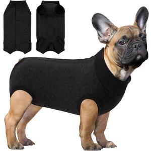 SAWMONG Recovery Suit for Dogs Female Male, Breathable Dog Onesie After Surgery Spay Neuter, Professional Dog Surgical Suit, Substitute Pet E-Collar Cone, Black, Small