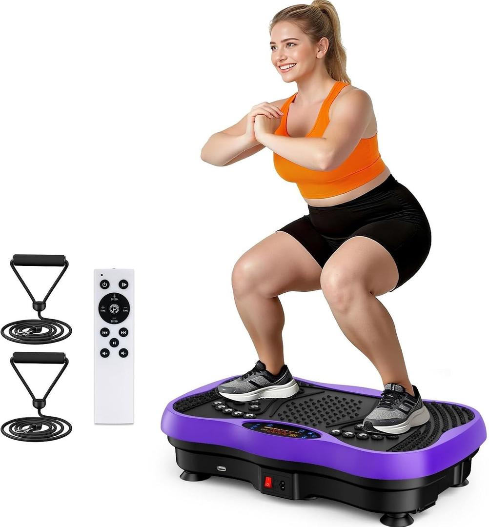Vibration Plate Exercise Machine, 130 Levels Full Body Workout Vibrating Plate for Lymphatic Drainage Weight Loss, 450 Lbs Capacity Shake Platform with Bluetooth for Women Men