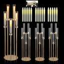 Dyna-Living 4 Set Floor Candelabras 5 Arm 34.6'' Tall Gold Candelabra with Acrylic Lampshade, Metal Candelabra Centerpieces for Tables, Gold Candle Holder for Wedding Party Home Decoration